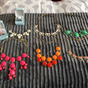 6 J.Crew statement necklace and 2 big rings adjust